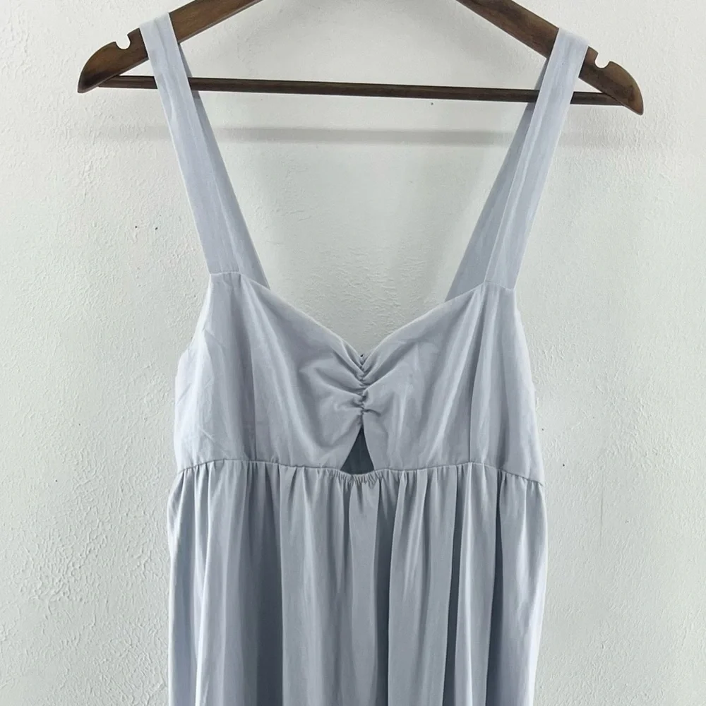 NWT Light Blue Zara Keyhole Gathered Flattering Front Women’s Large - Picture 3 of 9